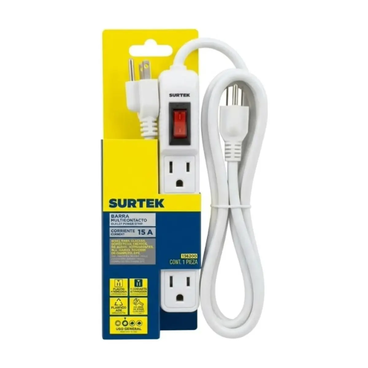 Barra multicontacto - regleta - con cable 0.30 m Surtek 136200 - Imagen 1