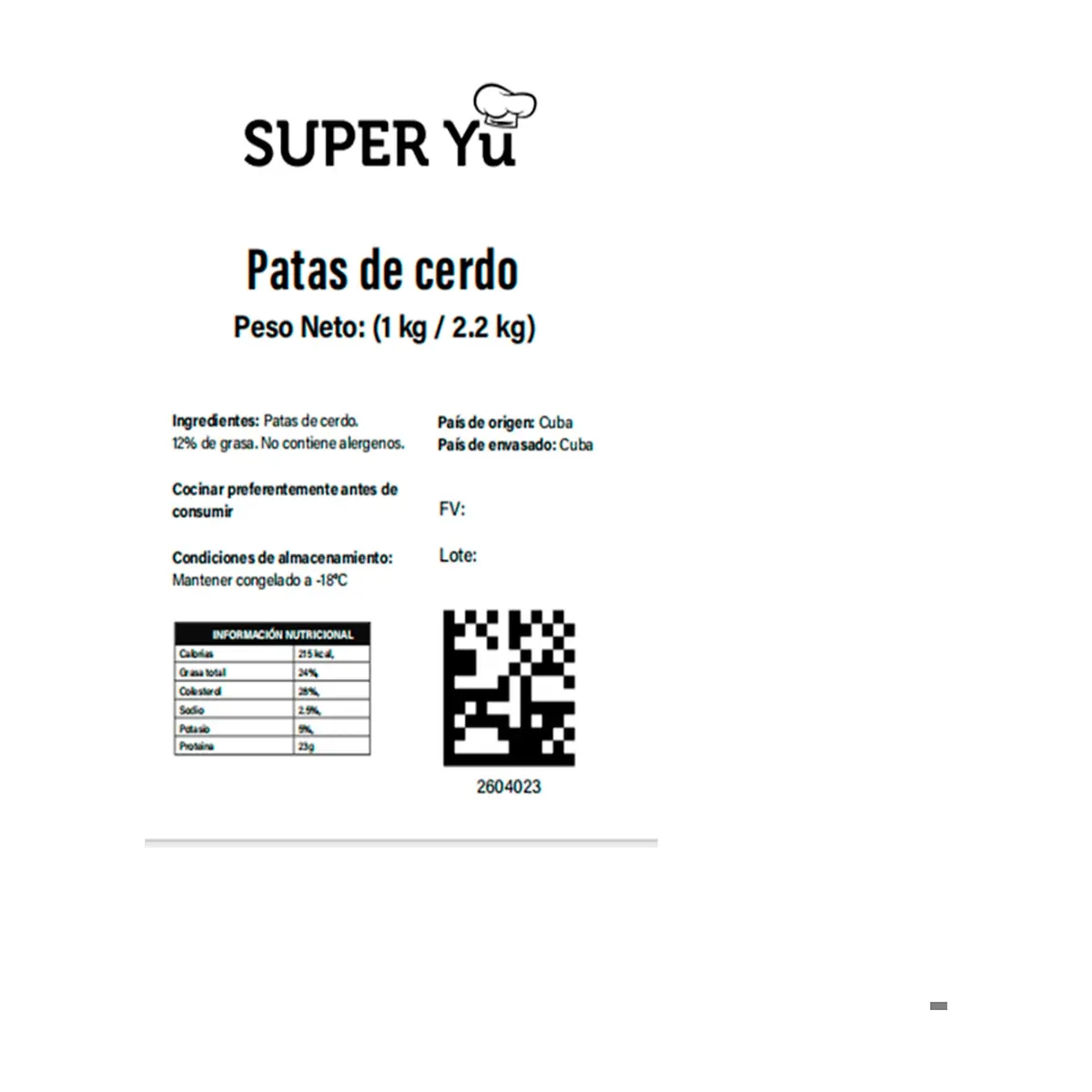 Patas de cerdo Super Yu (1 kg / 2.2 lb) - Thumbnail 3