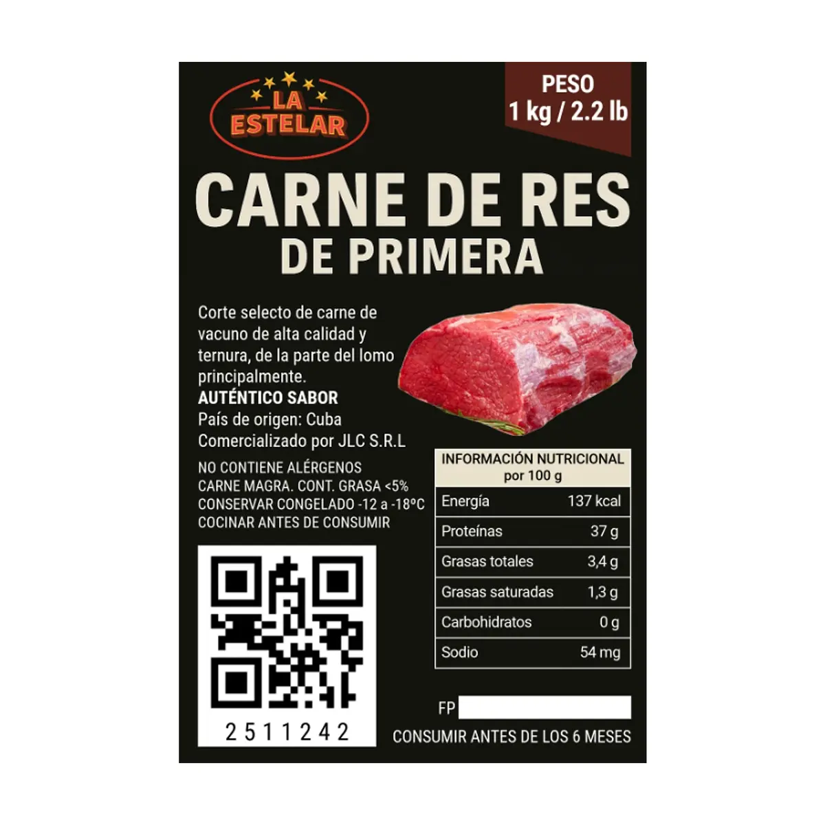 Carne de res de primera La Estelar (3 x 1 kg / 2.2 lb) - Thumbnail 2