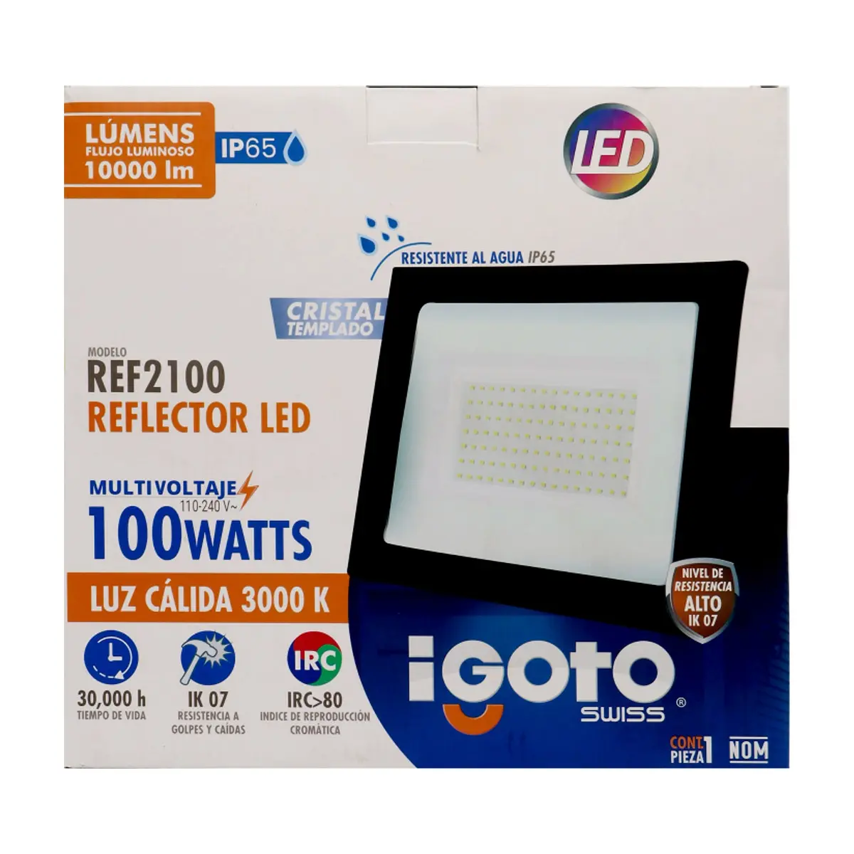 Reflector negro LED 100 W Igoto REF2100 - Thumbnail 5