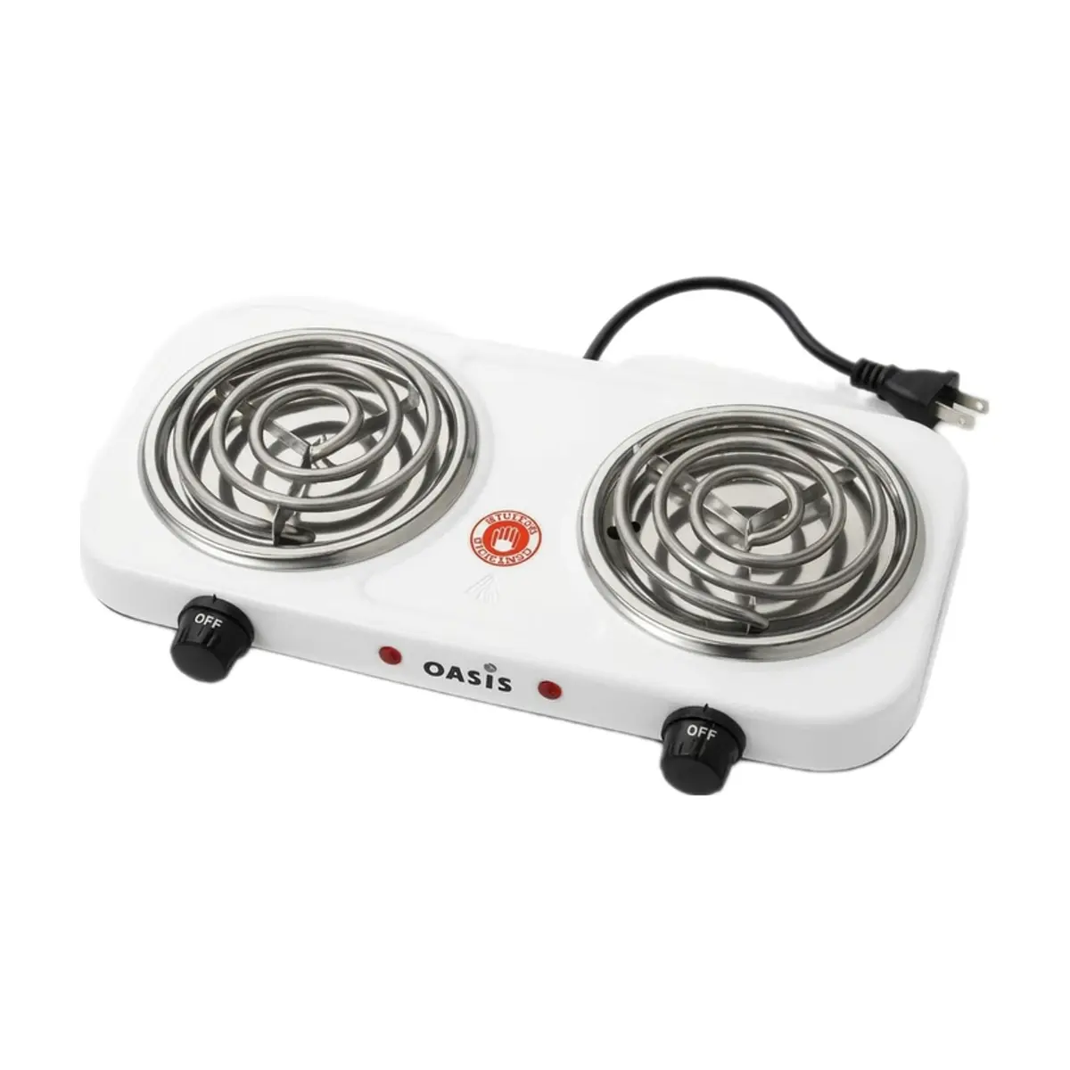 Cocina de hornilla eléctrica doble blanca Oasis 2000 W - Miniatura 1