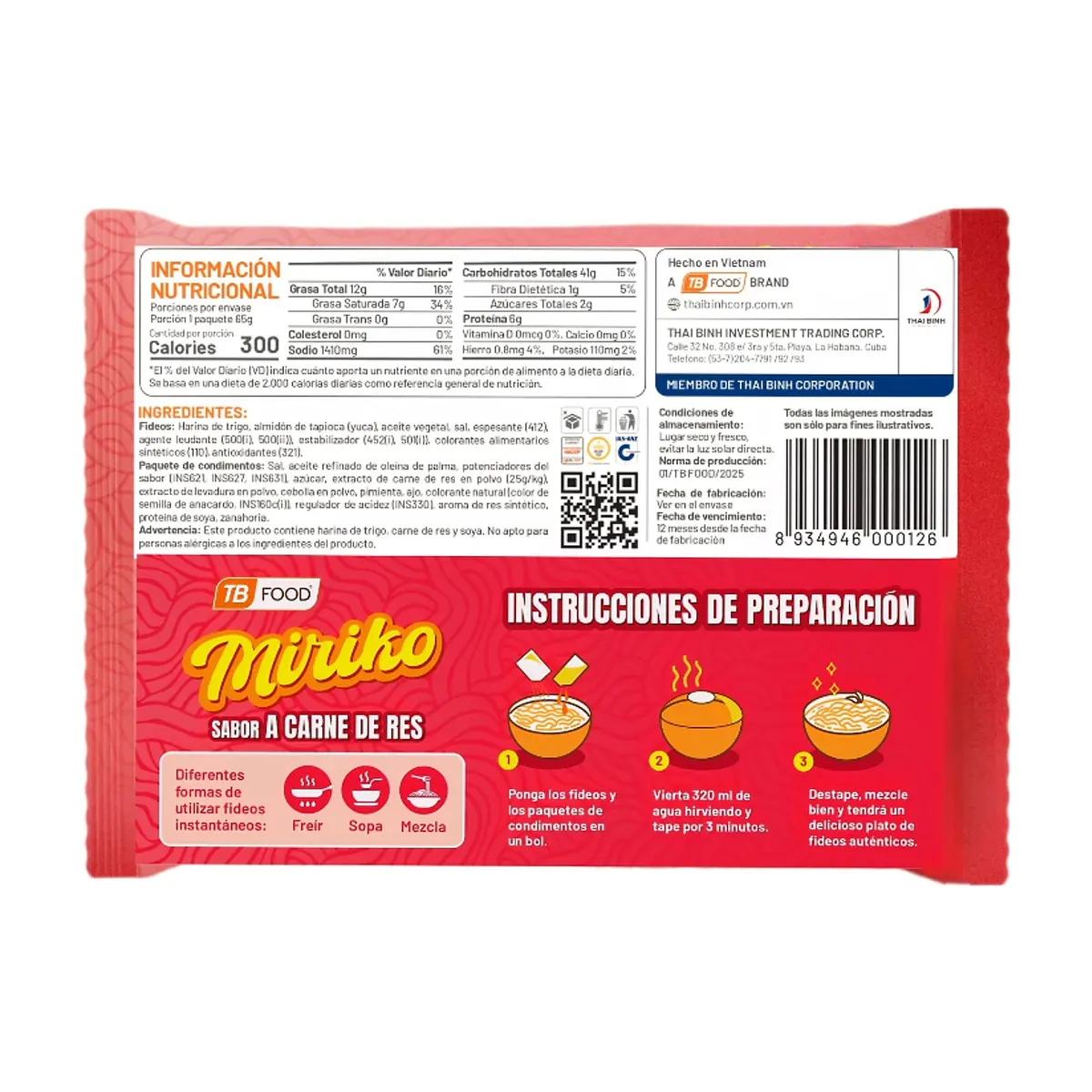 Sopa instantánea de fideos sabor a carne de res Miriko (65 g / 2.29 oz) - Thumbnail 2