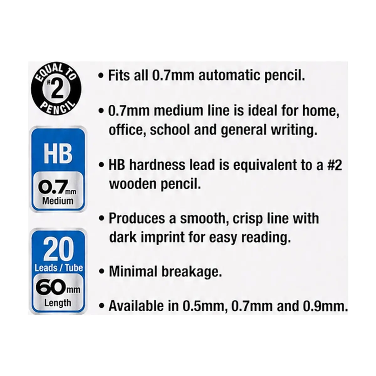 Juego de minas HB 0.7 mm Lead Refill Bazic (8 U) - Thumbnail 2