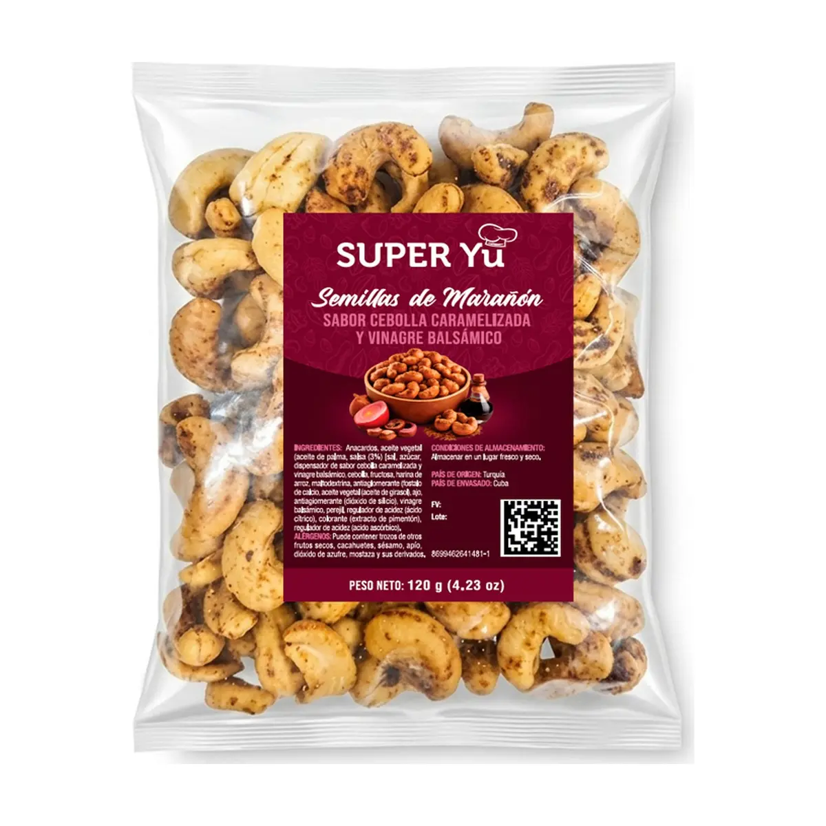 Semillas de marañón con sabor a cebolla caramelizada y vinagre balsámico Super Yu (120 g / 4.23 oz)