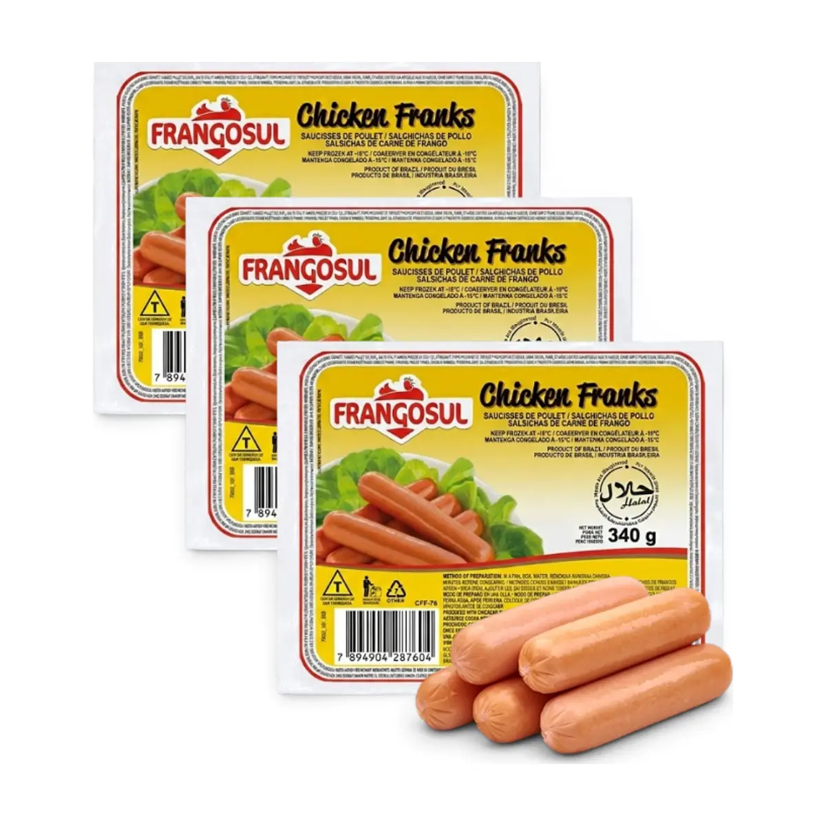 Salchicha de pollo Frangosul ( 3 x 340 g / 12 oz)