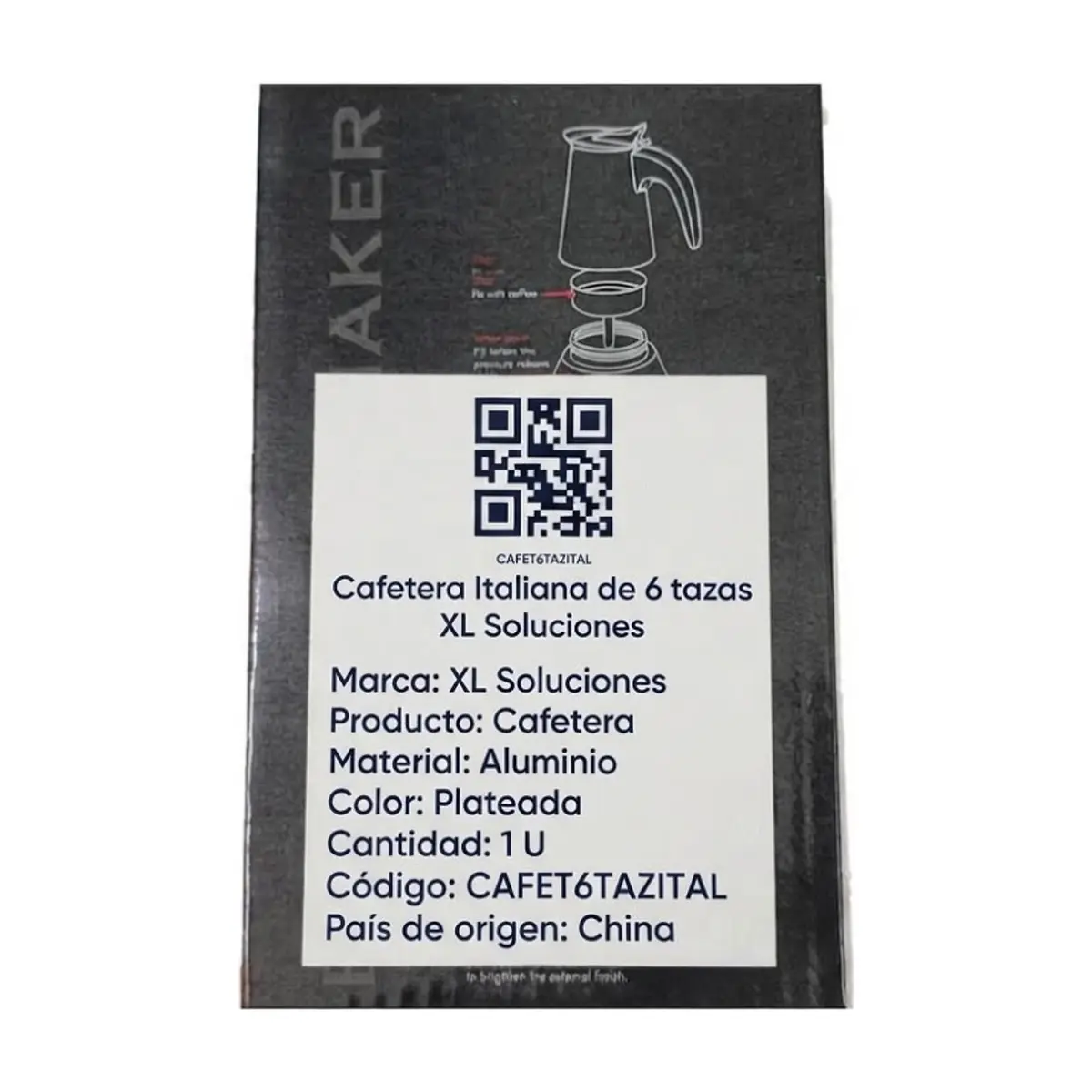 Cafetera Italiana de 6 tazas XL Soluciones - Miniatura 4