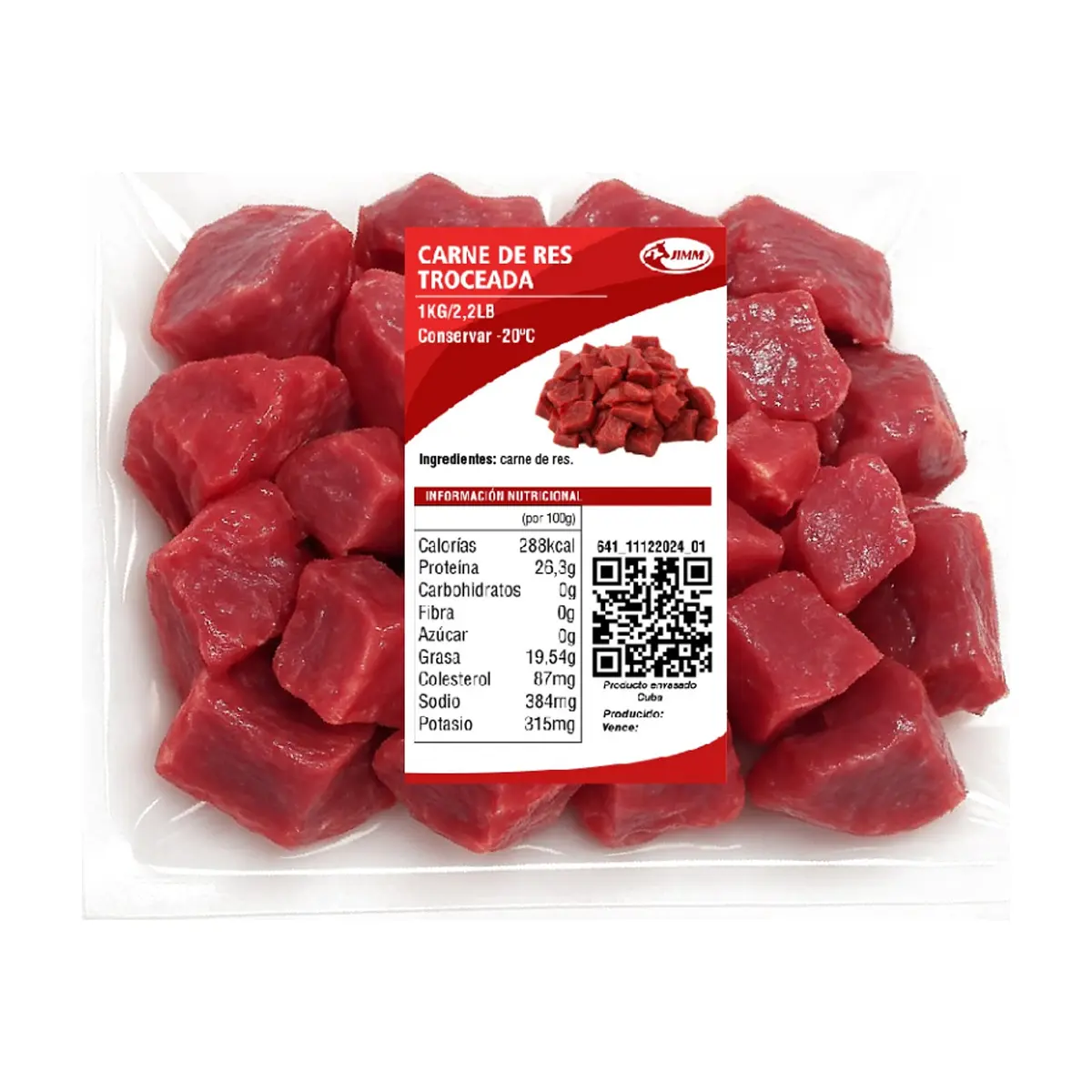 Carne de res troceada Jimm (1 kg / 2.2 lb)