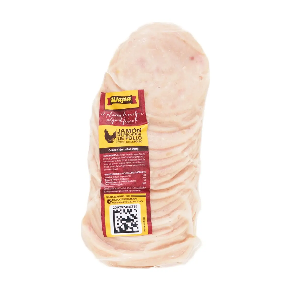 Jamón lasqueado de pechuga de pollo Wapa (500 g / 1.1 lb)