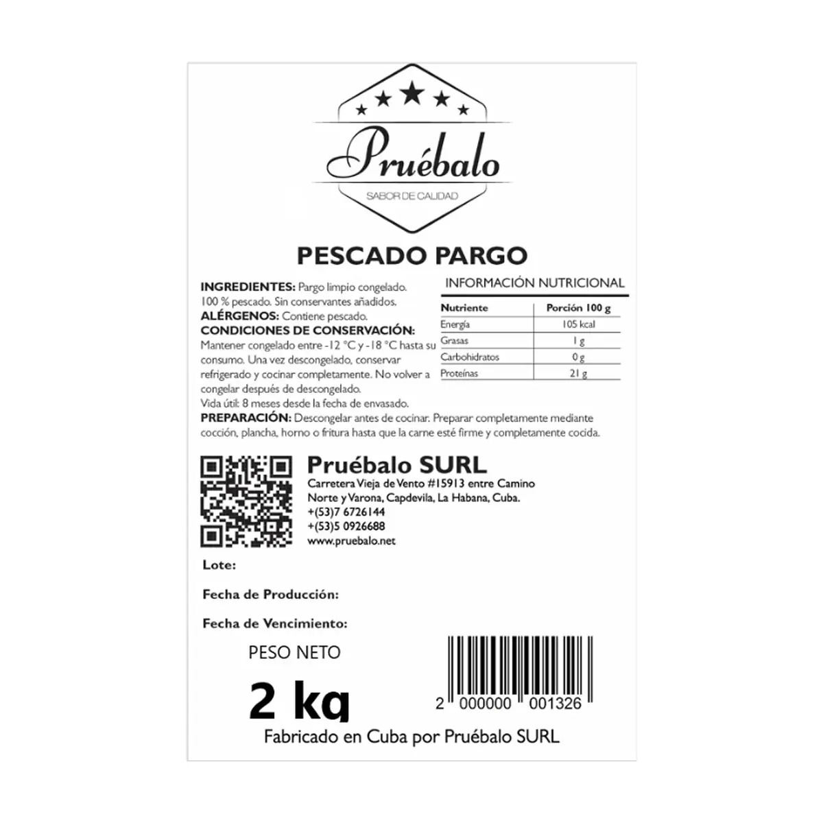 Pargo congelado Pruébalo (2 kg / 4.4 lb) - Thumbnail 4