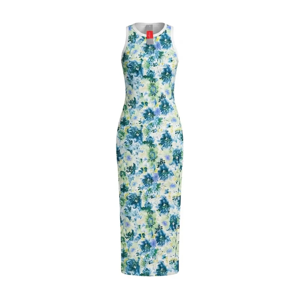 Vestido largo ajustado sin mangas con estampado floreado en tonos verde y azul Mana Fashion (Talla única)