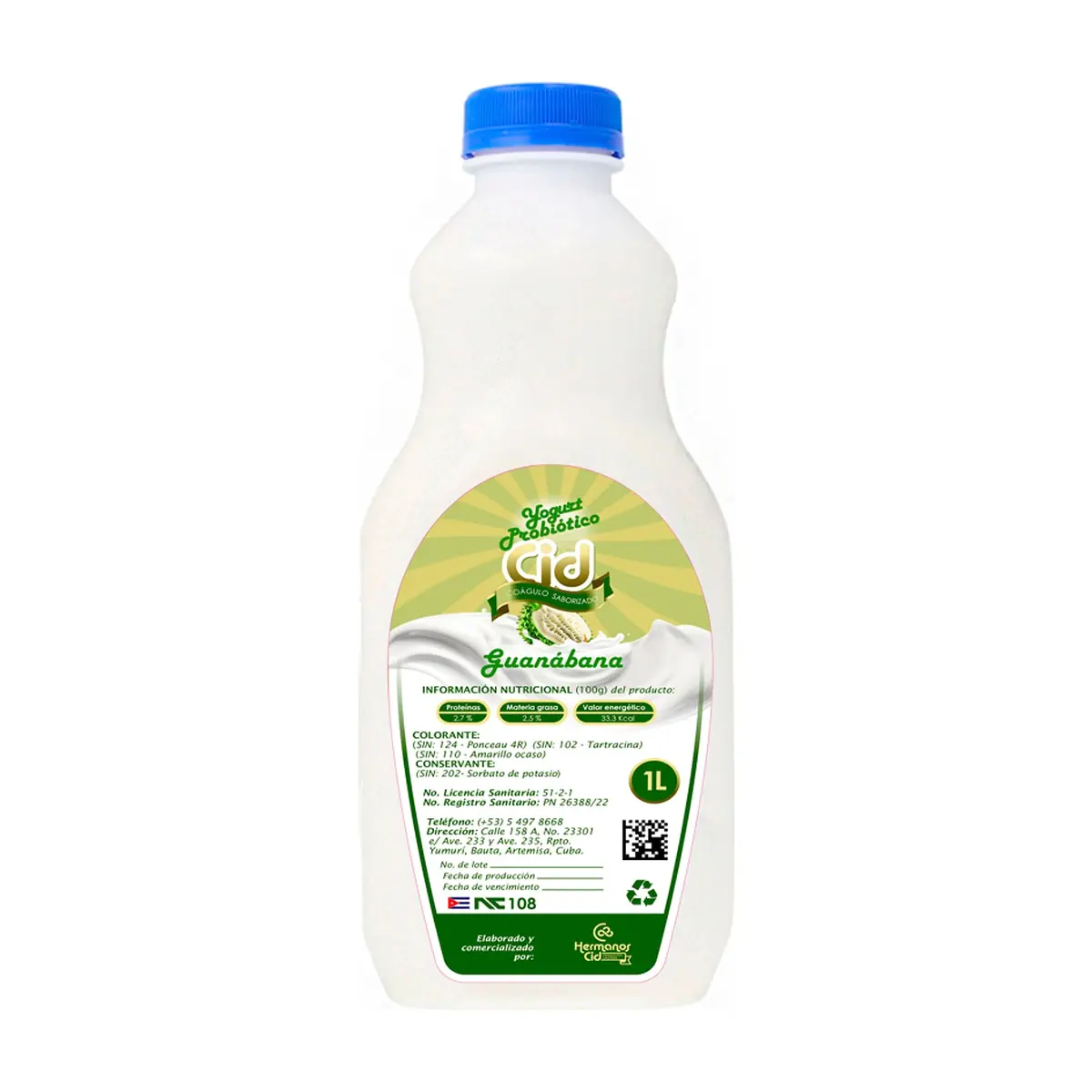 Yogurt probiótico de coágulo saborizado de guanábana Cid (1 L) - Miniatura 4