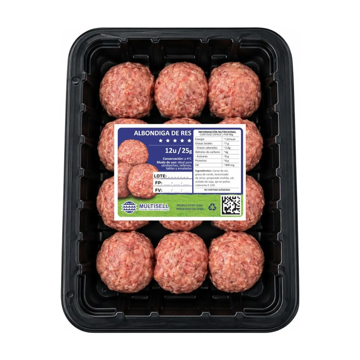 Albóndigas de res Multisell (12 x 25 g)