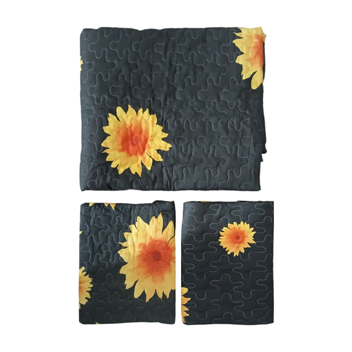 Edredón 178 cm x 217 cm con 2 fundas simples negro floreado Thaba