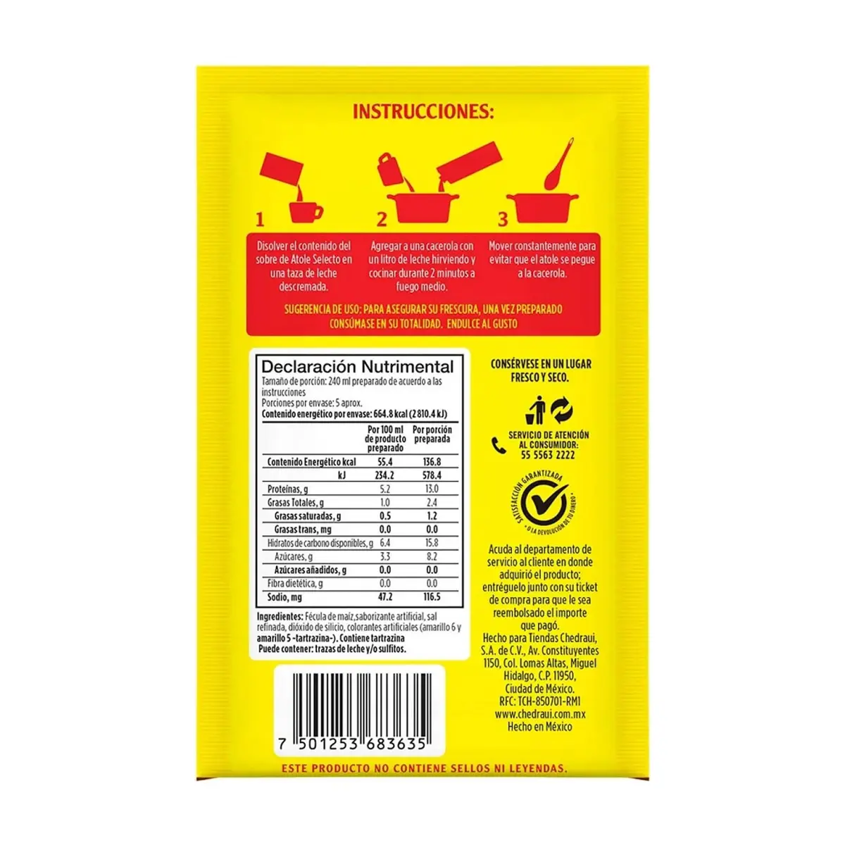 Fécula de maíz para preparar atole sabor vainilla Selecto (47 g / 1.65 oz) - Miniatura 6