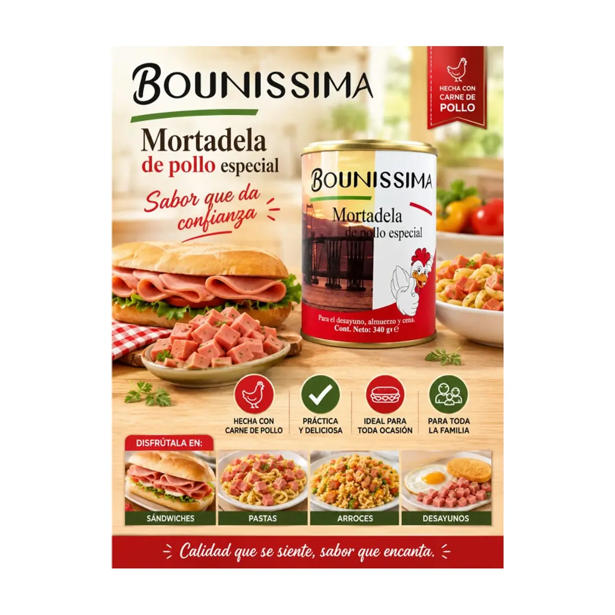 Mortadela de pollo especial Bounissima (340 g / 11.99 oz) - Thumbnail 4