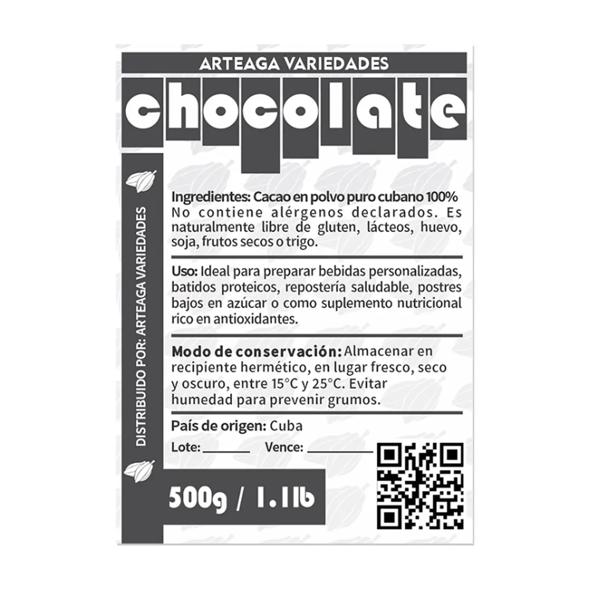 Cacao en polvo puro cubano Arteaga Variedades (500 g / 1.1 lb) - Thumbnail 2
