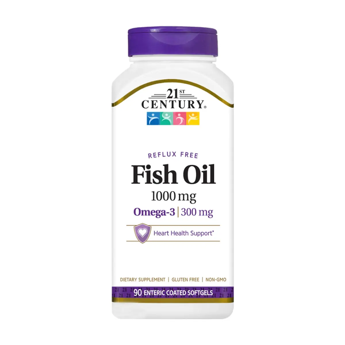 Omega 3. Aceite de pescado libre de reflujo 1000 mg 21st Century (90 cápsulas) - Thumbnail 3
