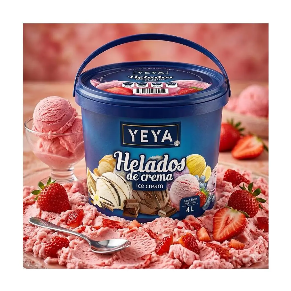 Helado de crema sabor a fresa YEYA (4 L) - Thumbnail 4
