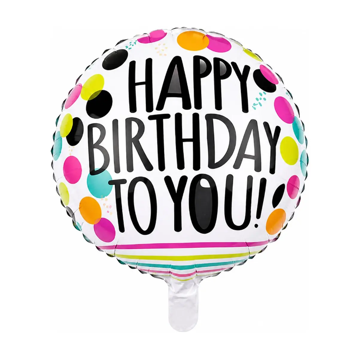 Globo con cartel de Happy Birthday y diseño de puntos de colores 18 pulgadas Balloon