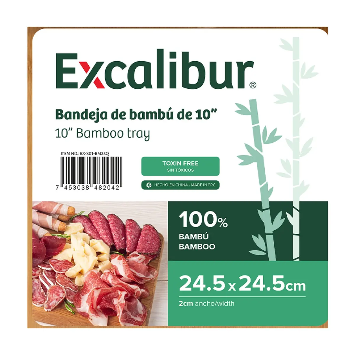 Bandeja de bambú para servir alimentos 10” Excalibur - Thumbnail 7
