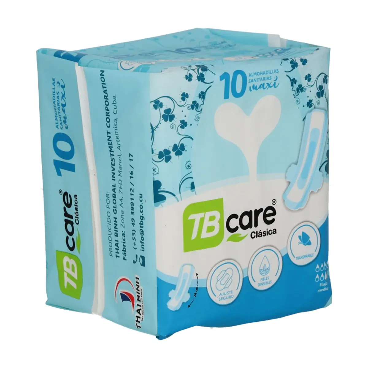 Almohadillas sanitarias clásica TB care (10 U)