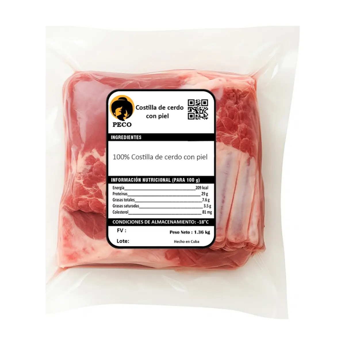 Costilla de cerdo con piel Peco (1.36 kg / 3 lb) - Miniatura 2