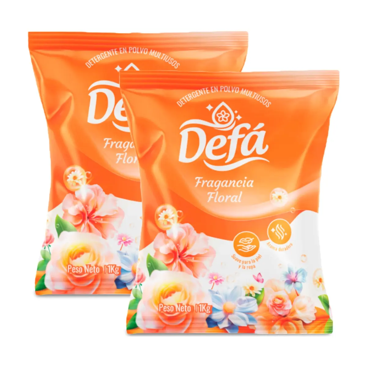 Detergente en polvo multiusos fragancia floral Defá (2 x 1 kg / 2.2 lb)