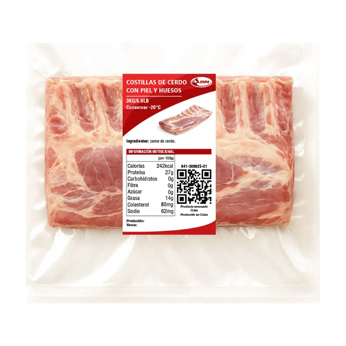 Costillas de cerdo con piel y con huesos Jimm (3 kg / 6.6 lb)
