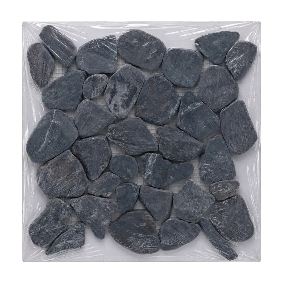 Caja de losas - Mosaico Black beach 27 x 27 cm – piedra de río natural Zeric (10 U)