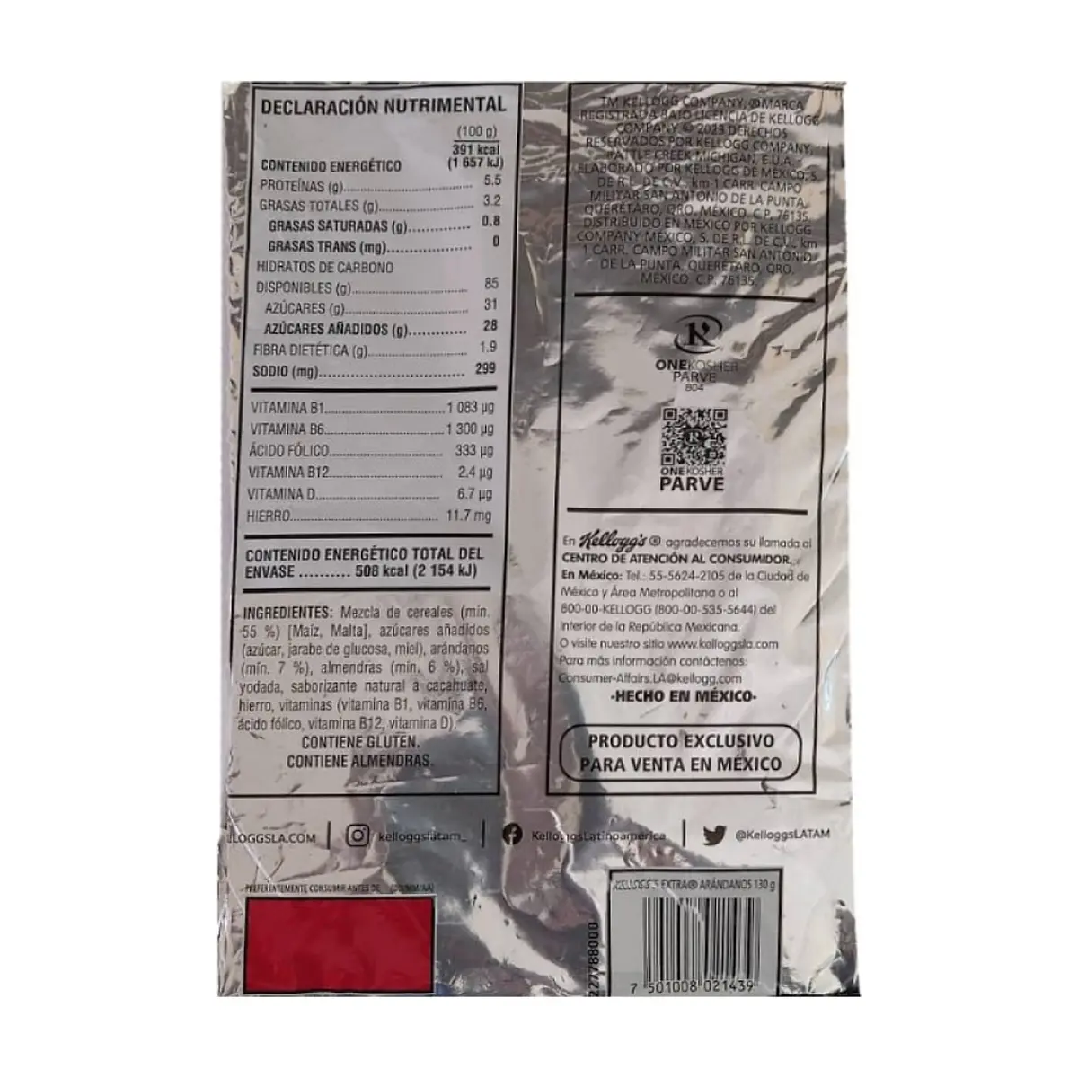 Cereal extra arándanos con almendras Kellogg's (130 g / 4.59 oz) - Miniatura 2