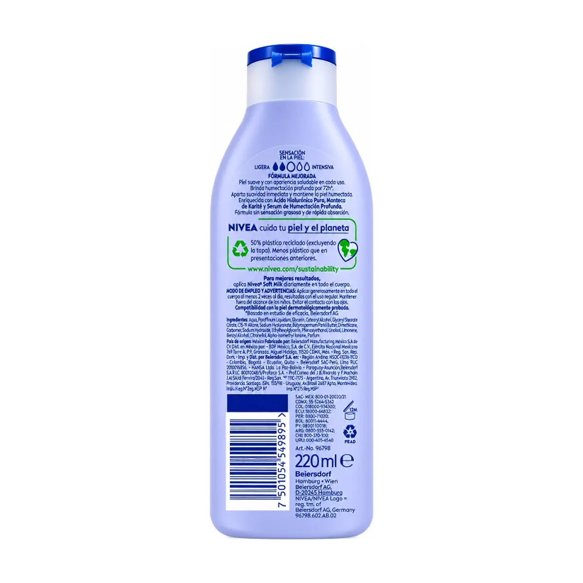 Crema corporal soft milk 72 H Nivea (220 ml) - Miniatura 2