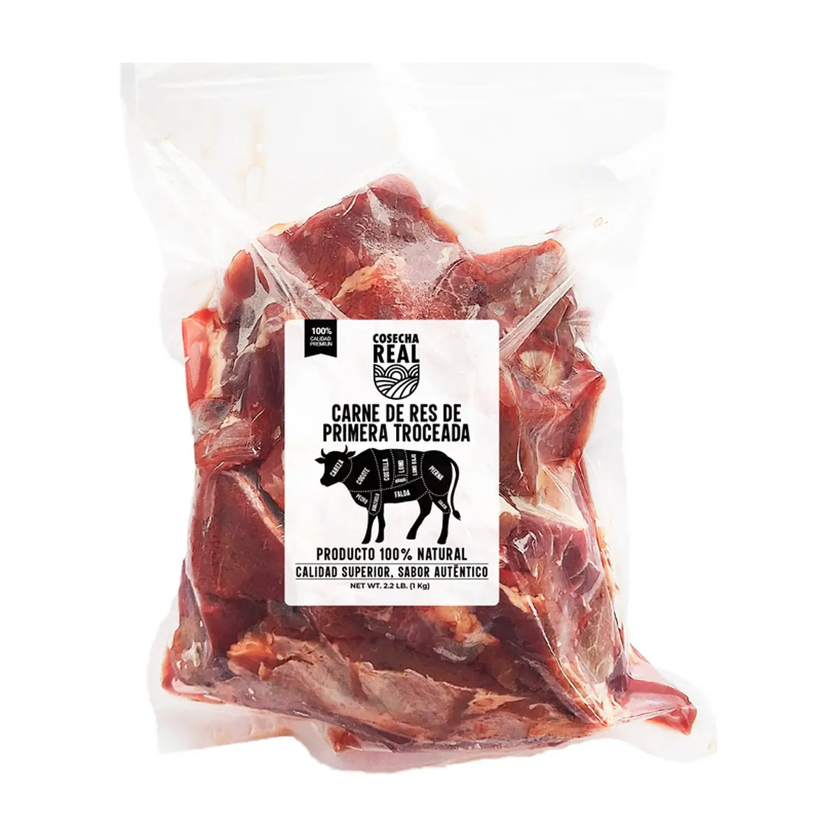 Carne de res de primera troceada Cosecha Real (1 kg / 2.2 lb)