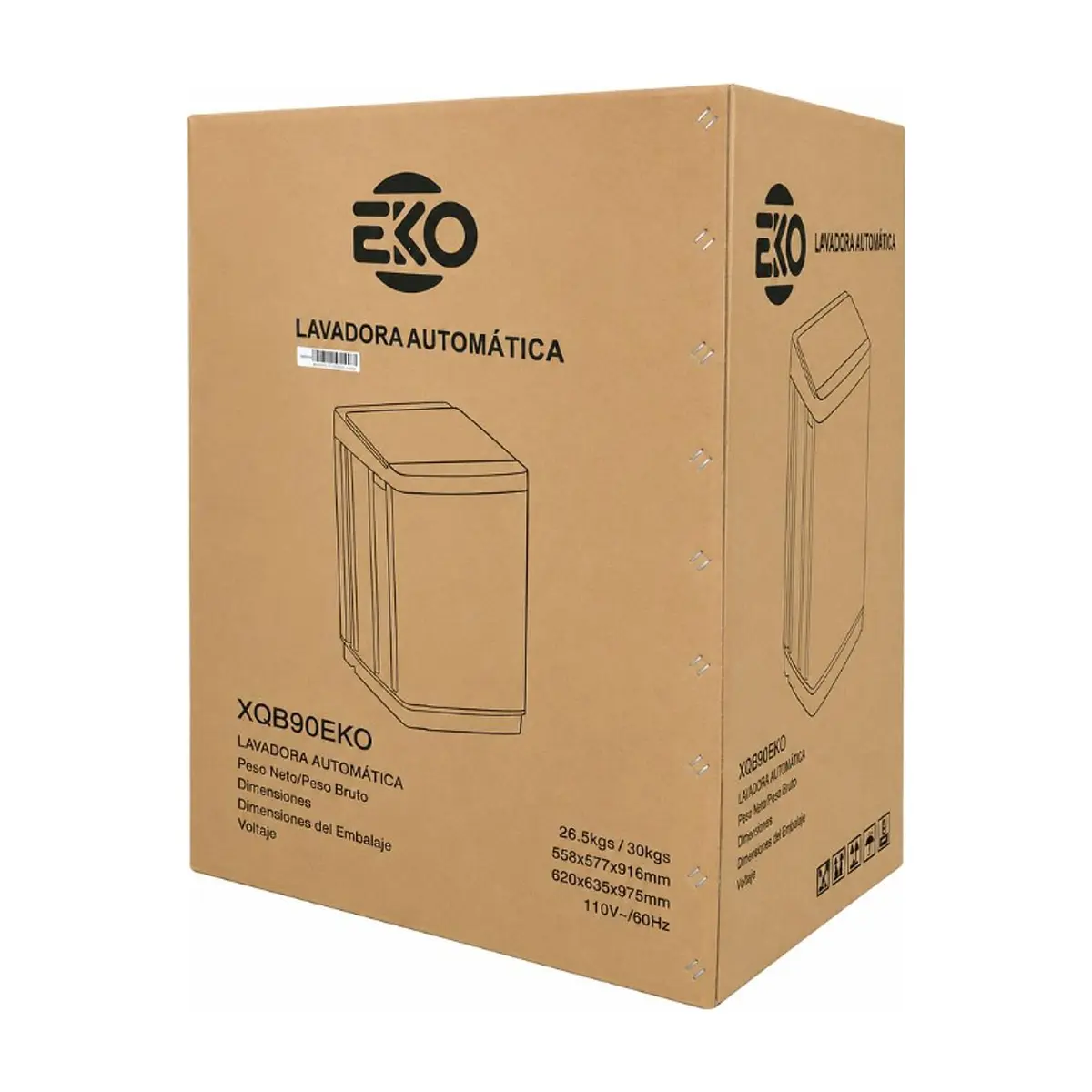 Lavadora automática gris 9 kg EKO QB90EKO - Miniatura 4
