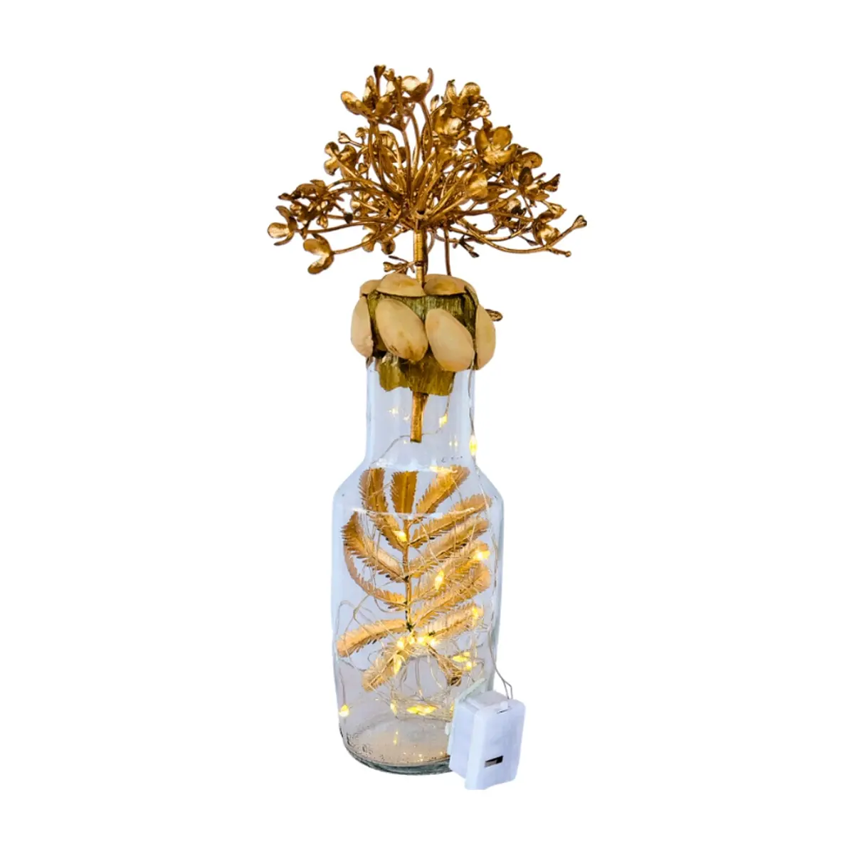 Lámpara decorativa en forma de botella con árbol dorado Torbex - Thumbnail 2