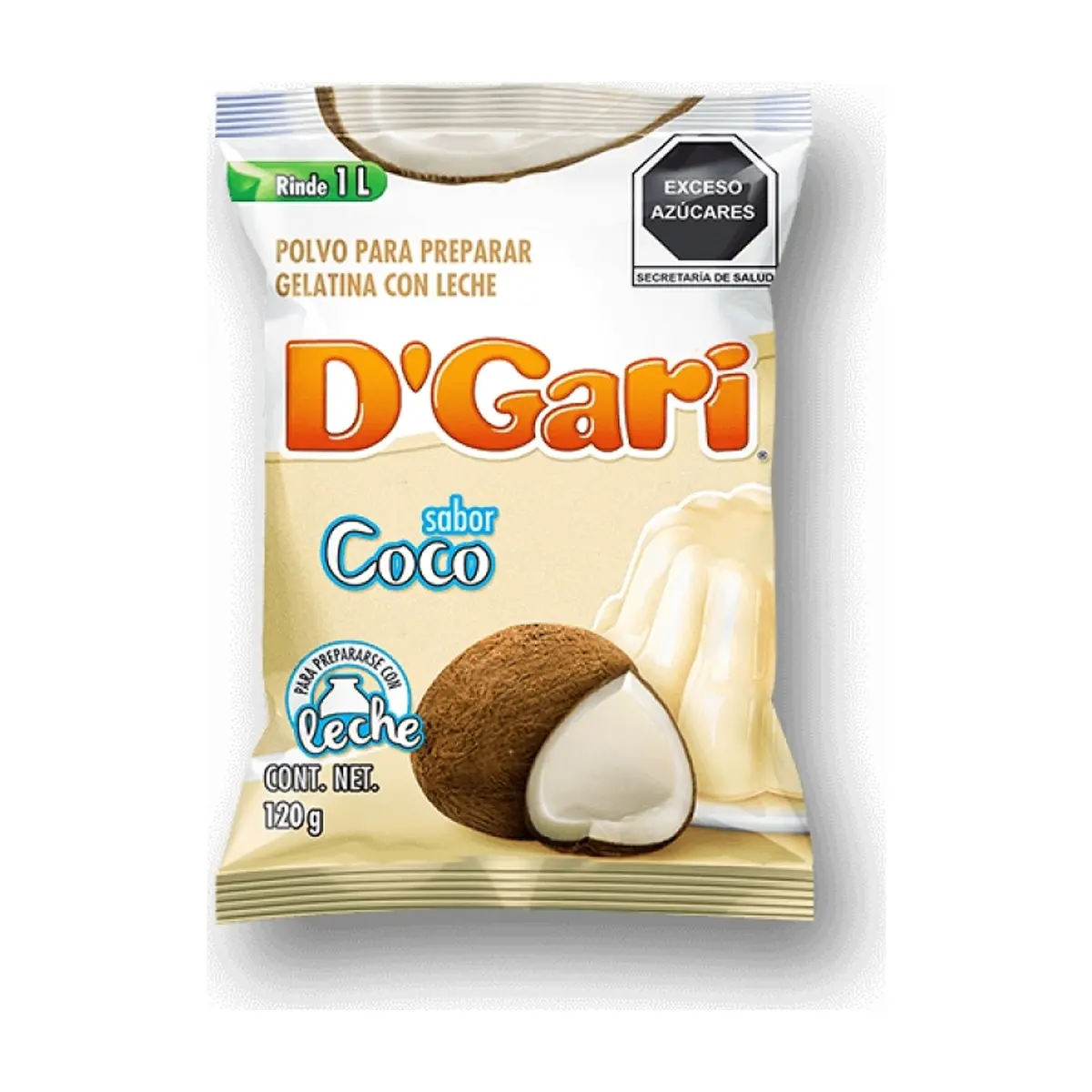 Polvo para preparar gelatina con leche sabor coco D'Gari (120 g / 4.23 oz) - Thumbnail 2