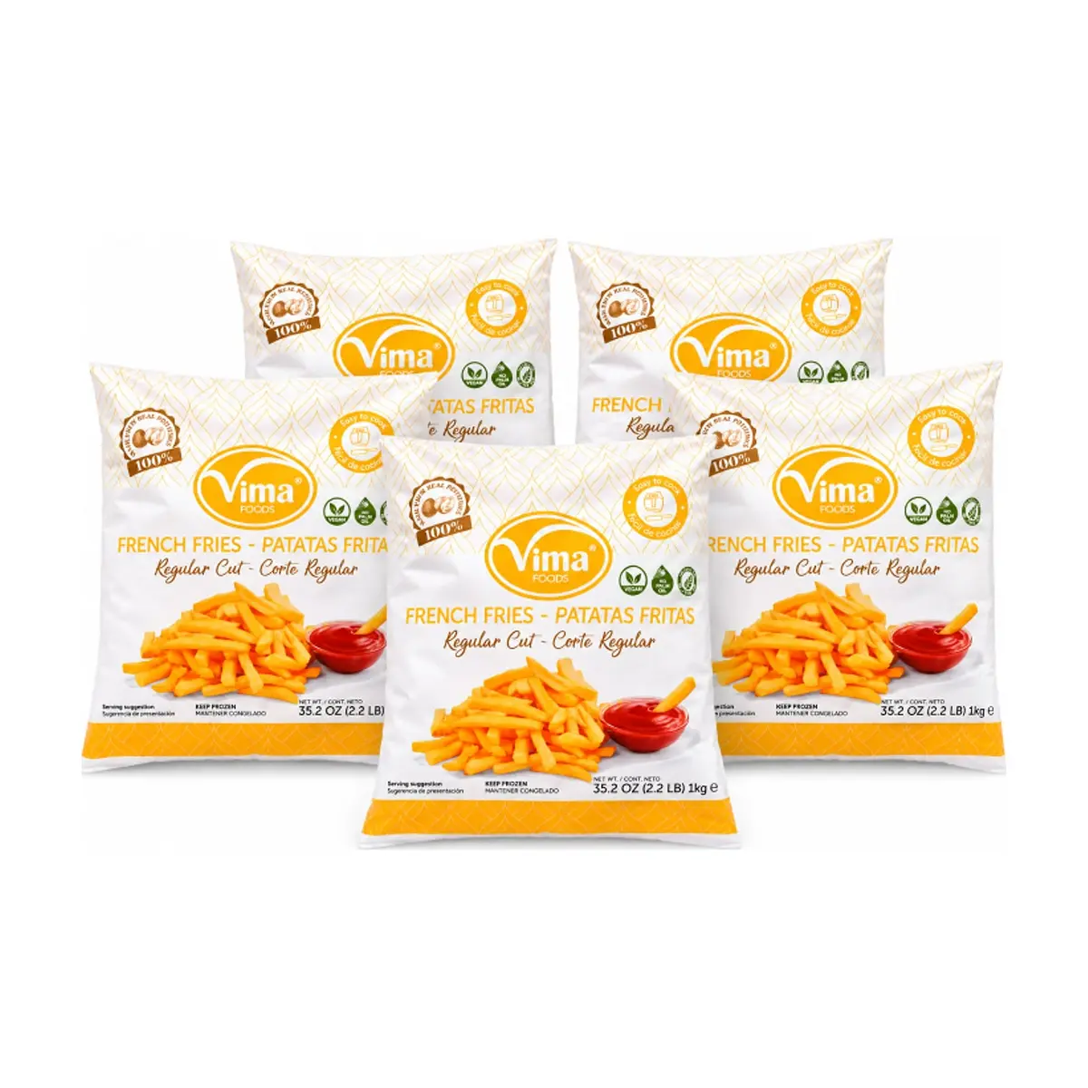 Patatas -papas- prefritas congeladas Vima Foods (5 x 1 kg / 2.2 lb) - Imagen 1