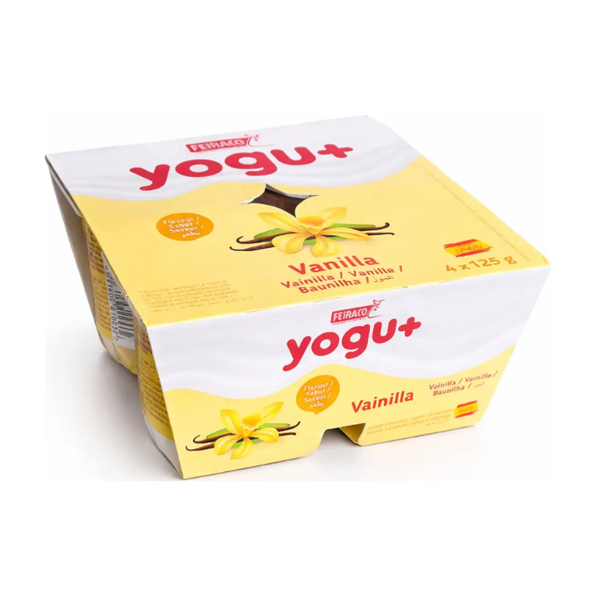 Yogur pasteurizado sabor a vainilla Yogu+ Feiraco (8 x 125 g / 4.40 oz) - Miniatura 2