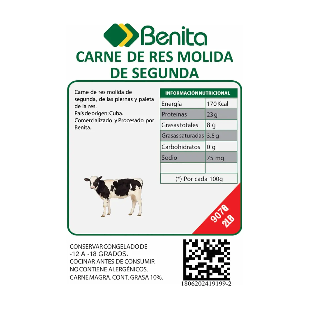 Carne de res molida de segunda Benita (907 g / 2 lb) - Thumbnail 4