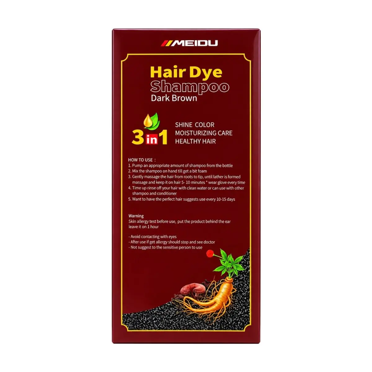 Champú tinte para el cabello castaño oscuro 3 en 1 Meidu (500 ml / 16.9 oz) - Thumbnail 2
