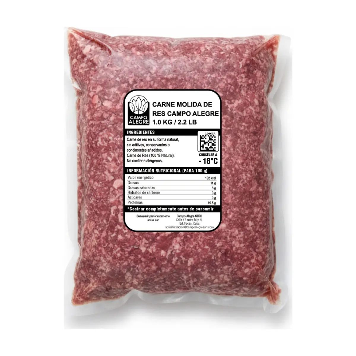 Carne de res molida Campo Alegre (1 kg / 2.2 lb)
