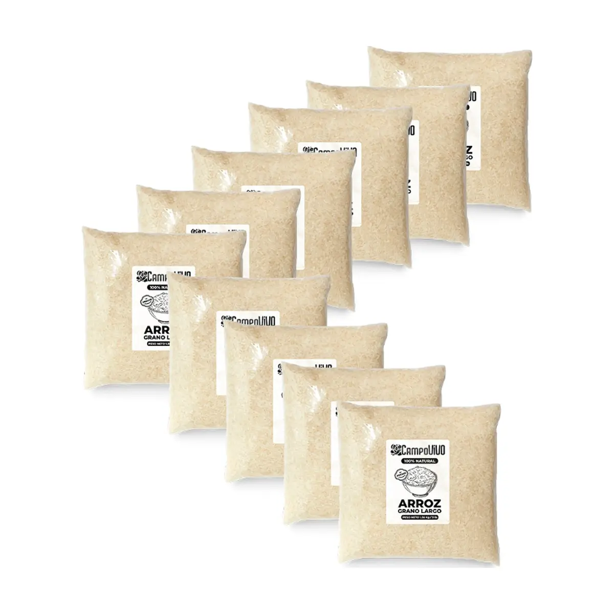 Arroz de grano largo Campo Vivo (10 x 1.36 kg / 3 lb)