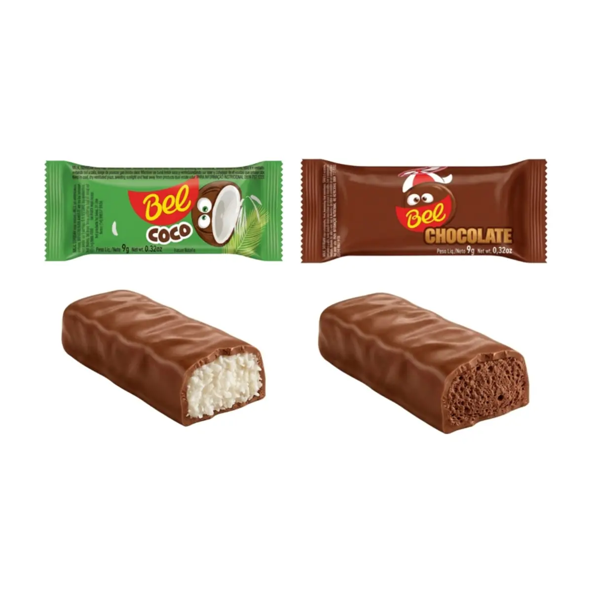 Bombones de chocolate Bel rellenos de crema de coco y chocolate