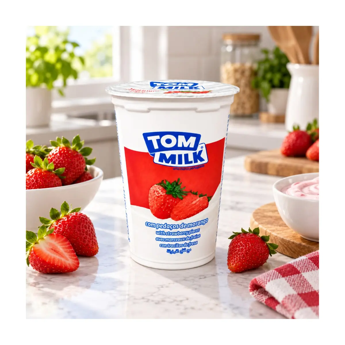 Yogurt pasteurizado sabor fresa con trocitos de frutas Tom Milk (9 x 500 g / 1.10 lb) - Thumbnail 5