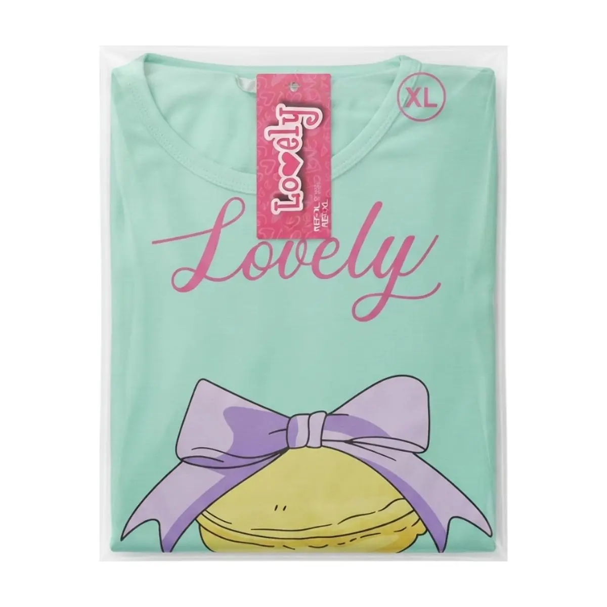 Pijama de dos piezas femenino color verde con diseño central macarons Lovely (Talla XL) - Thumbnail 2