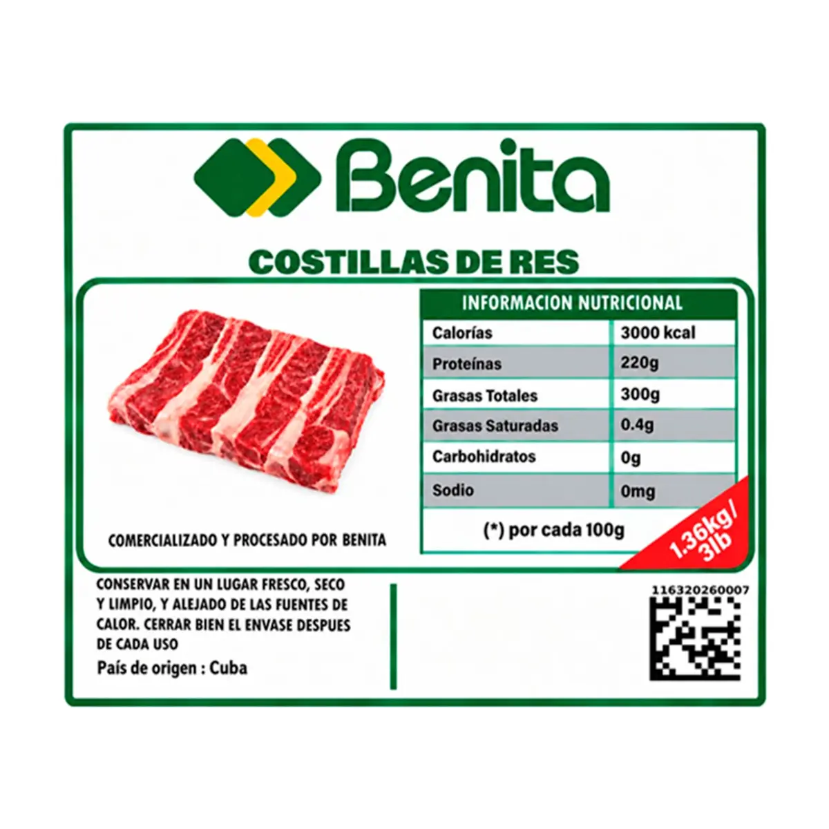 Costillas de res Benita (1.36 kg / 3 lb) - Thumbnail 2