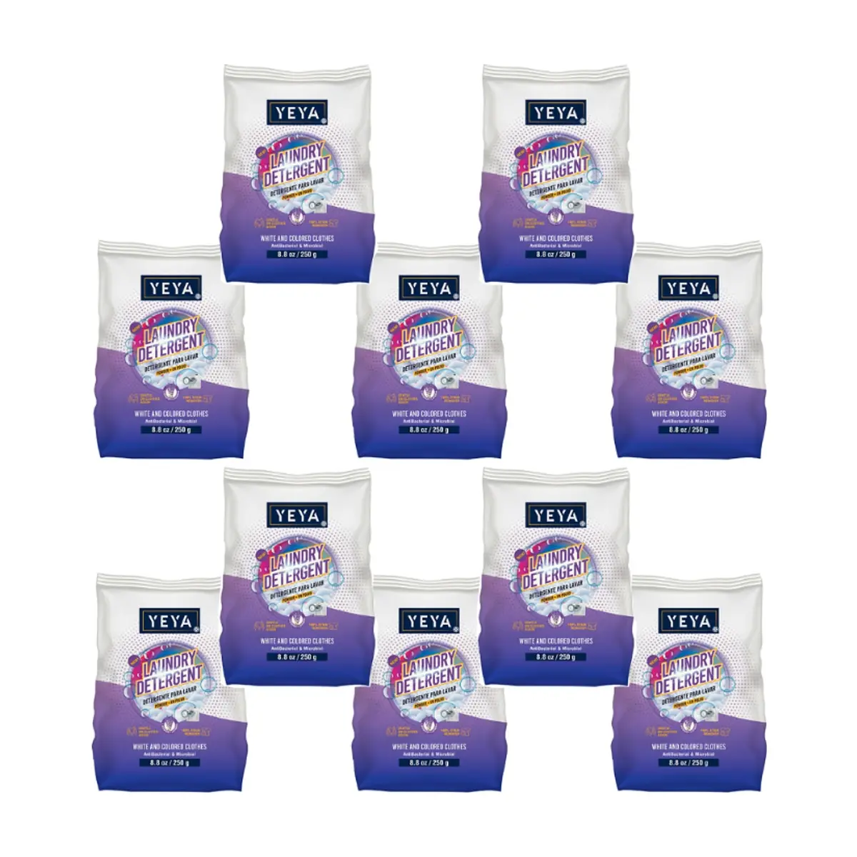 Detergente en polvo con aroma a lavanda YEYA (10 x 250 g / 8.8 oz)