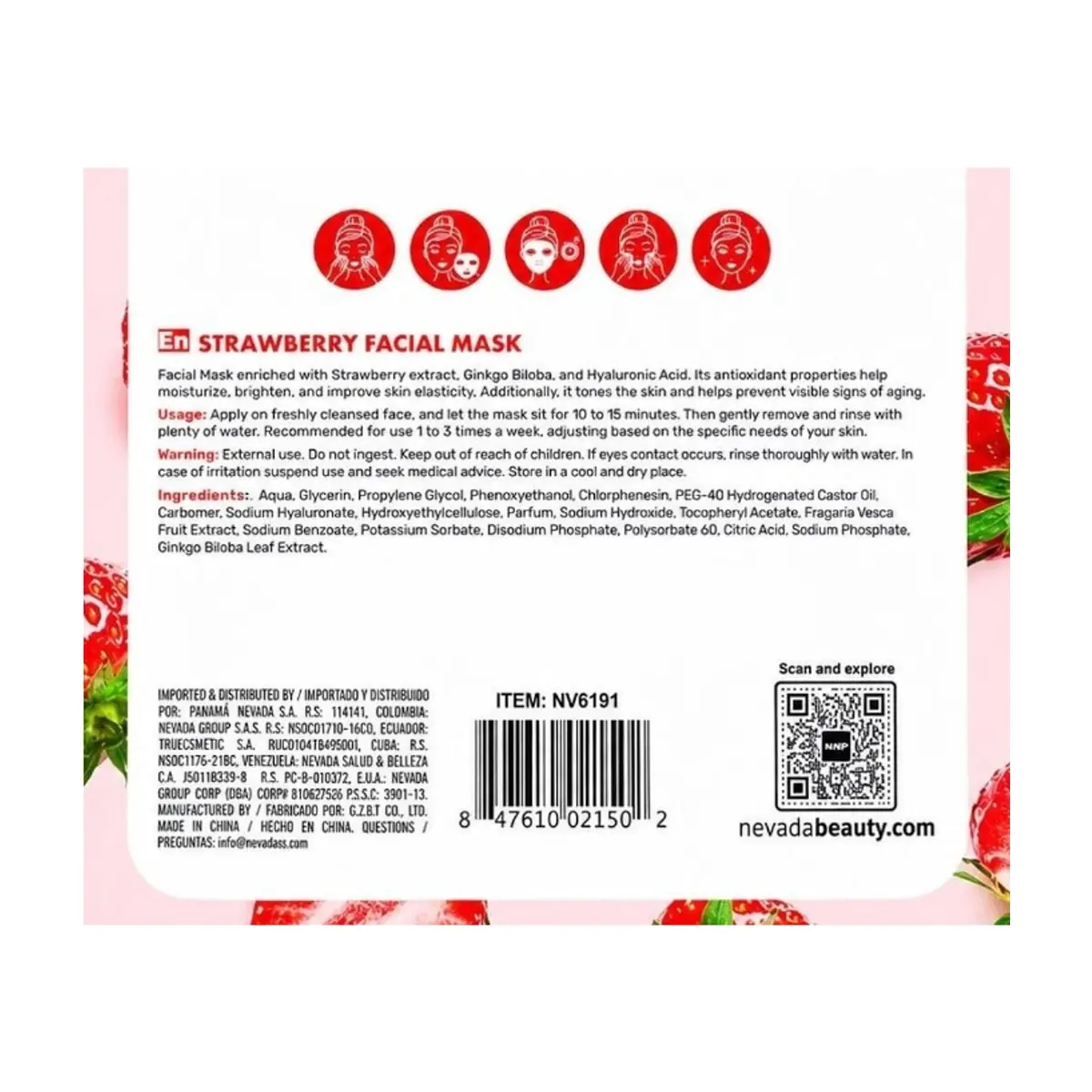 Mascarilla facial anti-edad tonificante de fresa Nevada (30 g / 1.05 oz) - Thumbnail 3