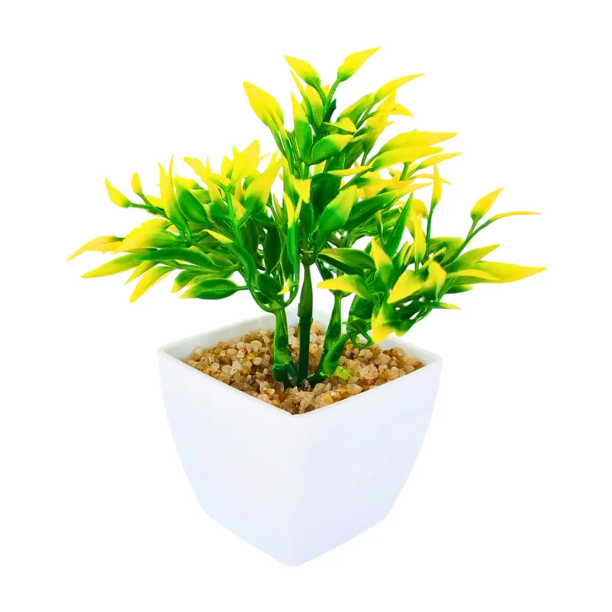 Maceta con plantas artificial verde y amarillo Tiara - Thumbnail 4