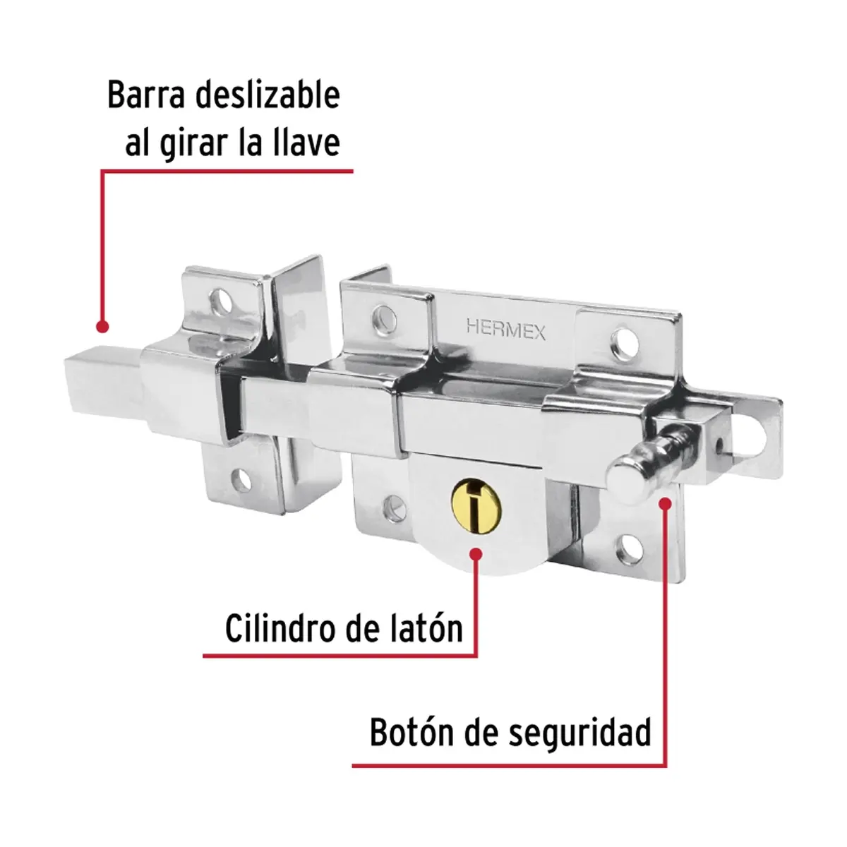Cerradura de barra libre izquierda Hermex CB-45I - Thumbnail 2