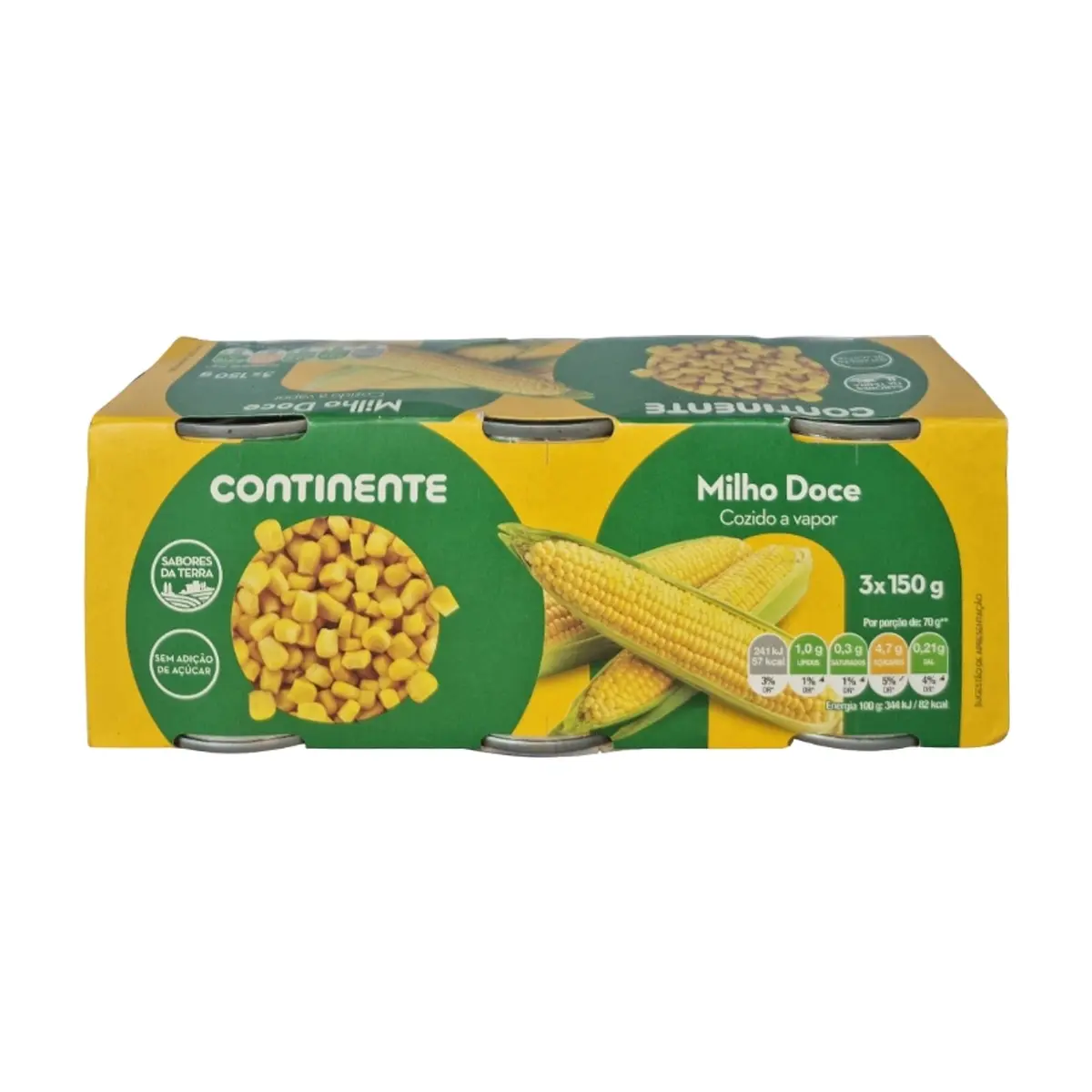 Maíz dulce sin gluten Continente (3 x 150 g / 5.29 oz)